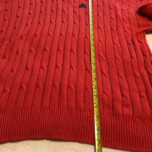 IZOD Pullover Cable Knit Sweater Color Coral Size Men's XL, IZOD Logo - Picture 5 of 6